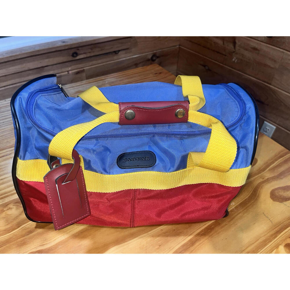 Jaguar Accessories Travel Bag with Wheels JC Penney Luggage Color Block Vintage